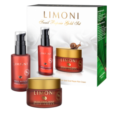 Подарочный набор LIMONI Snail Repair Gold Set (Набор Ampoule 30мл+24 Gold Cream 50мл)