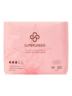 Прокладки гигиенические Supergreen с крылышками М 20 шт