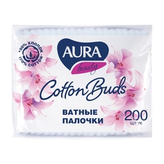 Ватные палочки Aura Beauty, хлопок, 4х200 шт.