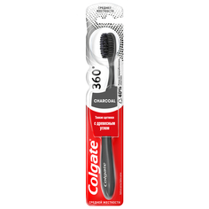 Зубная щетка Colgate 360 С древесным углем средняя