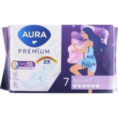 Прокладки гигиенические Aura Premium Night, 7 шт.