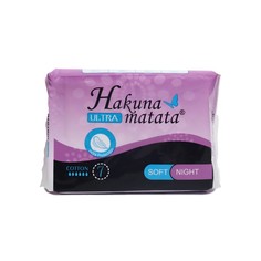 HAKUNA MATATA Прокладки ультратонкие HAKUNA MATATA Ultra SOFT Night, с крылышками, 7 шт