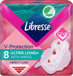 Прокладки гигиенические Libresse V Protection Ultra Long+ с крылышками 8 шт
