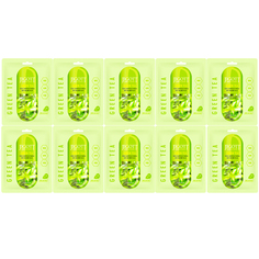 Тканевые маски для лица Jigott Real Ampoule Mask с экстрактом Зеленого чая 10 шт