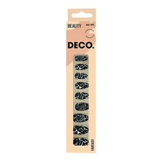 Набор накладных ногтей DECO. Fantasy Black Marble с клеевыми стикерами 48 шт