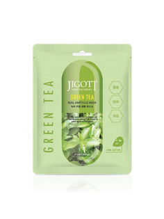 [JIGOTT] НАБОР Тканевая маска для лица ЗЕЛЕНЫЙ ЧАЙ GREEN TEA Real Ampoule Mask, 10 шт*27 м No Brand
