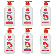 Жидкое мыло Красная Линия Защитное с антибактериальным действием, 520г, 6 штук