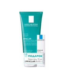 Набор La roche posay Effaclar микроотшелушивающий гель 200 мл + дуо(+) 15 мл