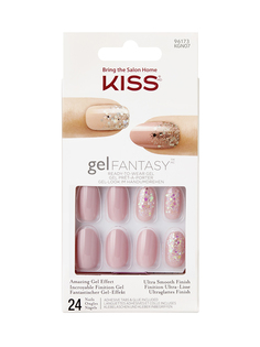Набор Kiss накладных ногтей с клеем Розовая пыль короткой длины 24шт