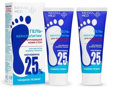 Гель-кератолитик KRASSA MED Жидкое лезвие для огубевшей кожи стоп, 2х75мл