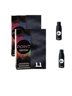 Крем-краска для волос POINT тон 1.1 2шт*100мл + 6% оксигент 2шт*100мл