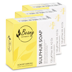 Мыло Beany твердое натуральное турецкое Sulphur Soap серное 3шт. х 120г