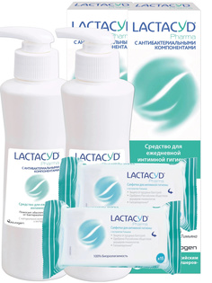 Набор LACTACYD Для интимной гигиены PHARMA с Тимьяном 2 шт.+ Салфетки с Тимьяном 2 уп.