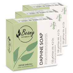 Мыло Beany твердое натуральное турецкое Daphne Extract Soap лавровое 120г х 3шт.