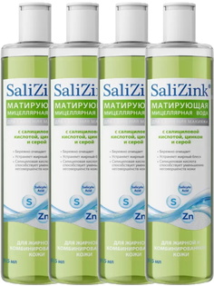 Комплект Мицеллярная вода SaliZink для жирной и комбинированной кожи 315 мл. х 4 шт.