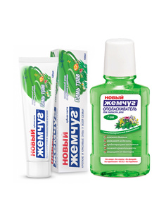 Набор для полости рта Новый Жемчуг Семь трав Зубная паста 100 мл+Ополаскиватель 250 мл