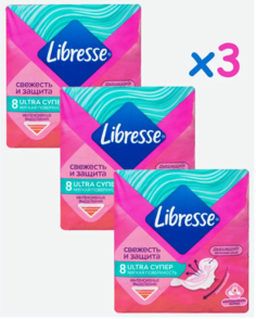 Либресс Libresse Прокладки Ultra Super 8 шт - 3 штуки No Brand