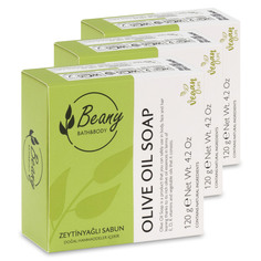 Мыло Beany твердое натуральное турецкое Olive Oil Soap с оливковым маслом 3шт. х 120г