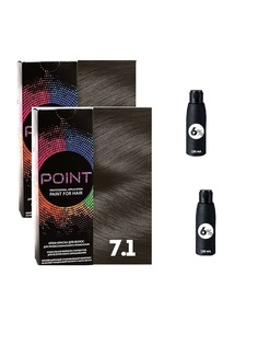 Крем-краска для волос POINT тон 7.1 2шт*100мл + 6% оксигент 2шт*100мл