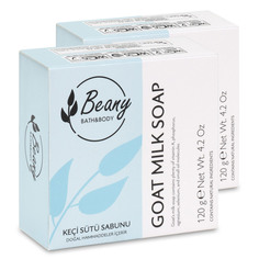 Мыло Beany твердое натуральное турецкое Goats Milk Soap с козьим молоком 120г х 2шт.