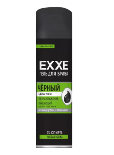 ГЕЛЬ для бритья EXXE ЧЕРНЫЙ (Для всех типов кожи) 200 мл. С АКТИВНЫМ УГЛЕМ No Brand