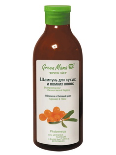 Шампунь GREEN MAMA Облепиха и липовый цвет, для сухих и ломких волос, 400мл.