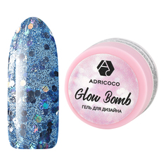 Гель для дизайна ногтей Adricoco Glow Bomb №08 Синий иней 5 мл