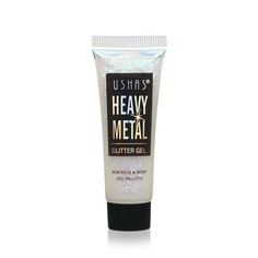 Глиттер-гель для век USHAS Heavy Metal, Белый с зеленым, 20г