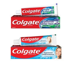 Набор Зубных паст Colgate Тройное Действие Натуральная мята 50 млБережное Отбеливание 50