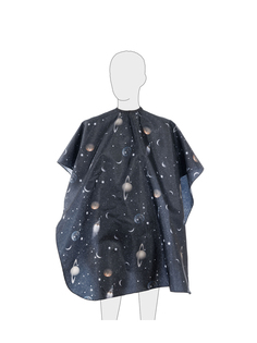 Пеньюар детский DEWAL PRO Космос для стрижки на крючках, полиэстер черный, 95х120 см