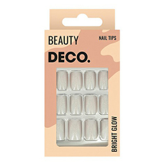 Набор накладных ногтей DECO. Bright Glow Silver с клеевыми стикерами 48 шт