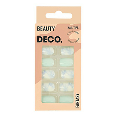 Набор накладных ногтей DECO. Fantasy Mint Marble с клеевыми стикерами 48 шт