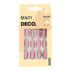 Набор накладных ногтей DECO. GLOSSY rose shine 24 шт. + клеевые стикеры 24 шт.