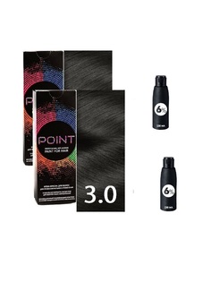 Крем-краска для волос POINT тон 3.0 2шт*100мл + 6% оксигент 2шт*100мл