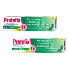 Комплект Крем для фиксации зубных протезов Protefix экстрасильный с Алоэ Вера 47г х 2шт.