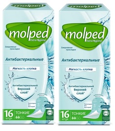 Ежедневные прокладки Molped антибактериальные, 2х16шт.