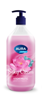 Жидкое мыло Aura Шелк и лотос 1000мл Silky Cream