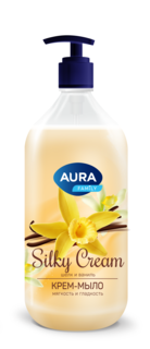 Жидкое мыло Aura Шелк и ваниль 1000мл Silky Cream