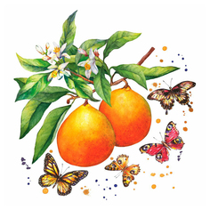 Салфетки бумажные Duni Fruity Butterflies с рисунком 20 шт