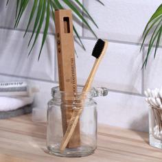Бамбуковая зубная щетка Biocase, для взрослых, черная No Brand