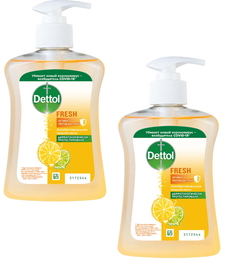 Комплект Антибактериальное жидкое мыло Dettol Бодрящая свежесть грейпфрут 250мл х 2 шт.