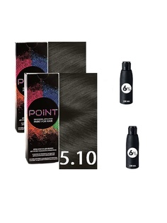 Крем-краска для волос POINT тон 5.10 2шт*100мл + 6% оксигент 2шт*100мл