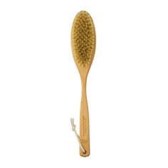 Массажная щетка PRBRUSH для сухого массажа, натуральная щетина, на ручке