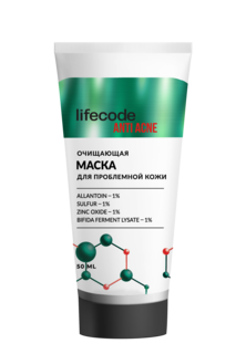 Маска lifecode для лица от прыщей, анти-акне с пробиотиком и цинком