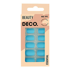 Набор накладных ногтей DECO. Essential Matt Blue с клеевыми стикерами 48 шт