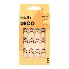 Набор накладных ногтей DECO. NUDE brown line (24 шт + клеевые стикеры 24 шт)
