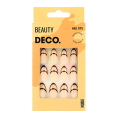 Набор накладных ногтей DECO. NUDE brown line (24 шт + клеевые стикеры 24 шт)