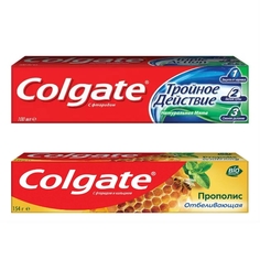 Набор Зубных паст Colgate Тройное Действие Натуральная мята 100 млПрополис Отбеливающая
