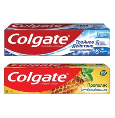 Набор Зубных паст Colgate Тройное действие экстра отбеливание + Прополис отбеливающая