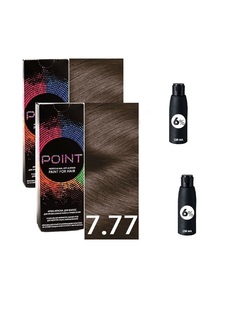 Крем-краска для волос POINT тон 7.77 2шт*100 мл + 6% оксигент 2шт*100мл